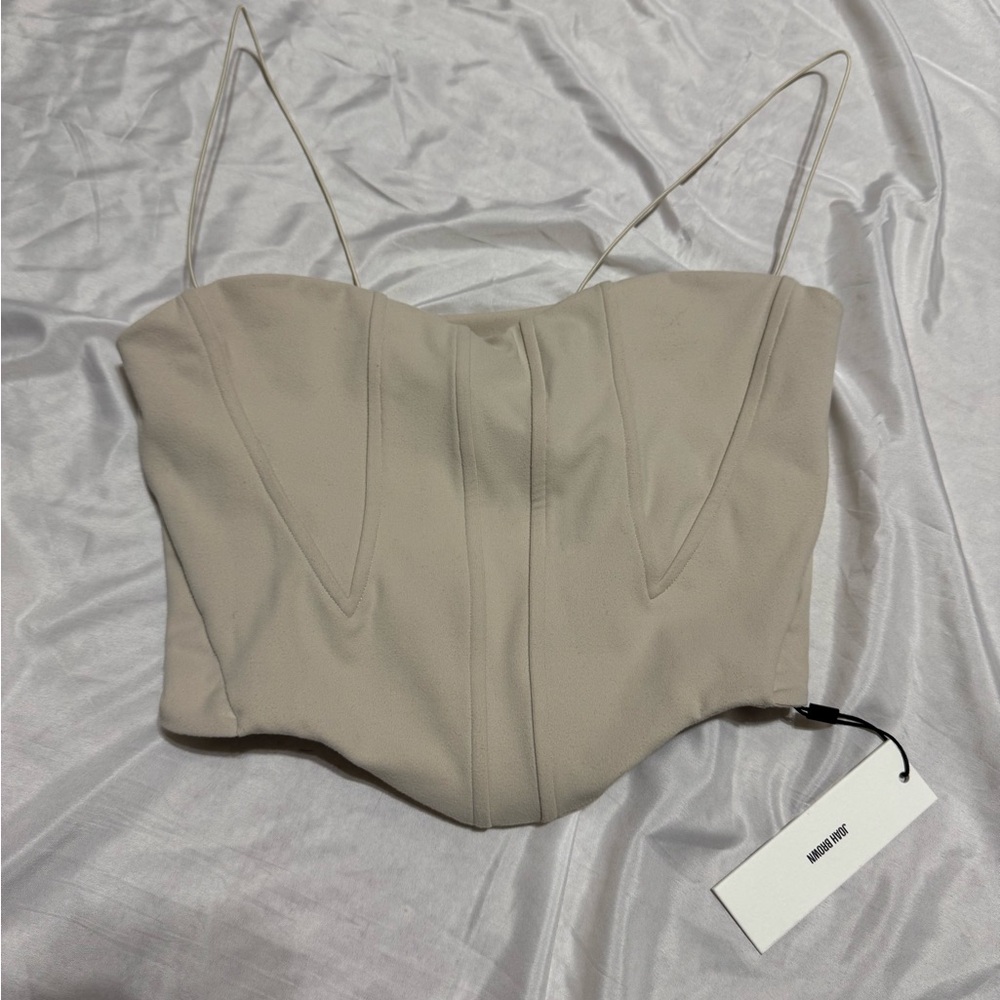 Joah Brown Beige Corset Top Spaghetti Strap M/L NWT